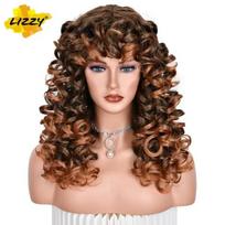 Raudonai rudi variniai imbieriniai trumpi palaidi garbanoti perukai moterims Sintetinis natūralių Cosplay plaukų perukas su kirpčiukais, karščiui atsparus LIZZY 1 PC-17inches