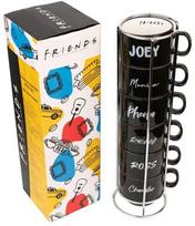 Friends Draugai - Rinkinys keraminiai puodeliai su padėklu 150 ml 6 vnt.