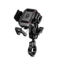 Belaidis motociklo USB C telefono laikiklis su antivibraciniu skersiniu telefono laikikliu 5,2–7,2 colių telefonams, veikiantis su 12–24 V motociklais Handlebar juoda