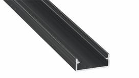 Profilis aliuminis anoduotas juodas LED juostoms platus, DUAL, 2m, LUMINES