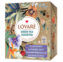 LOVARE Assorted green tea  žalioji arbata (4 rūšys po 8 vnt. 32vnt)