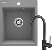 Granito plautuvė su maišytuvu Deante Corio ZRCBS103, metallic grey