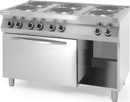 Hendi Laisvai pastatoma elektrinė viryklė 6 x 2,6 kW su GN1/1 3 kW orkaite 120 cm pločio