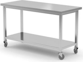 Hendi Nerūdijančio plieno prisukamas mobilus virtuvės stalviršis su lentyna 100x70x85 cm - 815786
