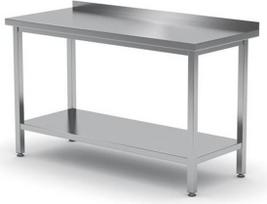 Hendi Sieninis plieninis virtuvės stalviršis su apvadu ir lentyna 180x60cm - 811504