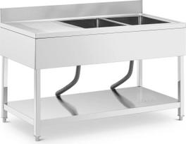 Royal Catering 2 dubenų baseino kriauklė su nusausinimo lentyna ir apvadu 140 x 70 x 97 cm