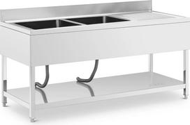 Royal Catering 2 dubenų baseino kriauklė su nusausinimo lentyna ir apvadu 180 x 70 x 97 cm