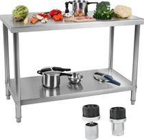 Royal Catering Centrinės virtuvės stalviršis su lentyna Nerūdijantis plienas 100 x 60 cm