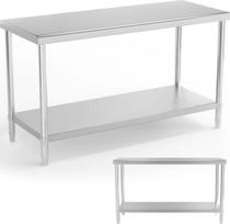 Royal Catering Centrinis plieninis stalviršis su lentyna 150 x 60 cm iki 230 kg