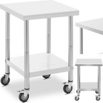 Royal Catering Darbo stalo stalviršis ant ratukų 2 lygiai 60 x 60 cm PELENAS iki 120 kg