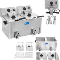 Royal Catering Elektrinė dviguba riebalų keptuvė su išleidimo čiaupais EGO 2x8L su termostatu