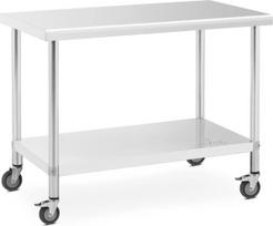Royal Catering Metalinis maitinimo stalas ant ratukų su lentyna STAL 60 x 120 cm