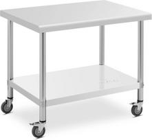 Royal Catering Metalinis maitinimo stalas ant ratukų su lentyna STAL 70 x 100 cm
