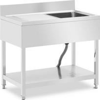 Royal Catering Vieno dubens baseino kriauklė su nusausinimo lenta, lentyna ir dešiniuoju kraštu 100 x 60 x 97 cm