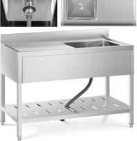 Royal Catering Vieno dubens maitinimo kriauklė su lentyna ir dešiniuoju kraštu 120 x 60 x 94,5 cm