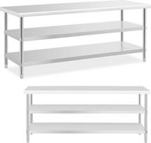 Royal Catering Virtuvės stalas su 2 lentynomis iš nerūdijančio plieno 200 x 70 cm
