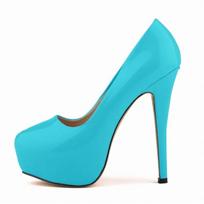 Moteriški bateliai 14cm apvalus priekis aukšti kulniukai stiletos Femme Seksualūs moteriški lakuotos odos naktinio klubo raudoni vestuviniai batai juodi platforminiai kulniukai 35 blue