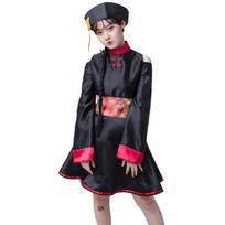 Lavono vampyro senoviniai siuvinėti spausdinti japonų Helovino Cosplay zombių kostiumų suknelės nemokami lipdukai M juoda