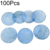 100 VNT. Apvalūs 5 cm Kapizo kriauklių namų dekoras Natūralios kriauklės „pasidaryk pats“ su 2 skylutėmis Papuošalų gamyba vėjo varpeliams 100pcs šviesiai mėlyna spalva