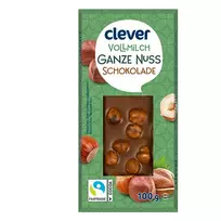 Pieninis šokoladas su riešutais CLEVER, 100 g