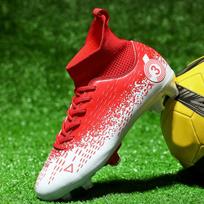 Vyriški futbolo batai Aukštos viršūnės elastinės kojinės AG Ilgalaikiai Profesionalai Varžybos Treniruotės Vaikų Futbolo Batai 31 violetinė
