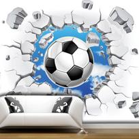 Modernūs Paprasti Tapetai Futbolas Sudaužytos Sienos Freskos Vaikų Miegamasis Svetainė Kūrybingas 3D Freskos Dekoravimas 200 cm(W) x 140 cm(H)