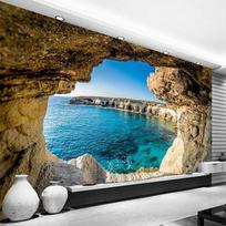 Modern Simple Photo Wallpaper Cave Seascape Nature Mural Living Room Bedroom Decor Wallpaper Space Expansion Wall Murals 200 cm(W) x 140 cm(H)