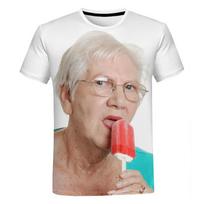 Summer Round Neck 3D Cute Grandma Printed Top Fashionable Casual Short Sleeved Women's T-shirts M