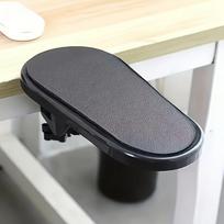 Ergonomiškas biuro stalo porankio prailgintuvas - Reguliuojamas ir pasukamas 180°, Montuojamas be gręžimo, Rankos atrama žaidimams ir biuro patogumui, 1 vnt. juoda