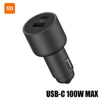 „Xiaomi“ automobilio greitojo įkroviklio įkrovimo adapteris, dvigubas USBA USBC prievadas, LED lemputė suderinama su telefonais juoda