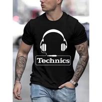 Technics Ausinių Spausdinimo Marškinėliai Vyrams Harajuku Mados Marškinėlis Per dydį Vasariniai Trumpomis Rankovėmis Marškinėliai Madingi Laisvi DJ Marškinėliai Viršutiniai Drabužiai S smėlis
