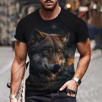 Man’s T-Shirt 3D Digital Wolf Animal Print Graphic Causal Tees Short Sleeves Comfortable Pullover Tops Men's Clothing XXS-6XL XXS