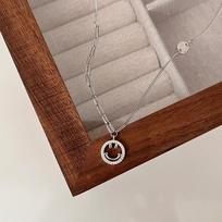 Diamond Studded Smiley Face Necklace, Splicing Chain, Asymmetrical Chain, Cute and Sweet Instagram Style Necklace for Women gray