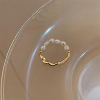 Adjustable Elastic Freshwater Pearl Ring - French Niche Style One Size