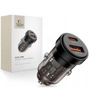 Juodas automobilinis (30W / PD30W / QC3.0) 1x-USB-A + 1x-USB-C pakrovėjas "Tech-Protect CC03 2-Port"