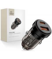 Juodas automobilinis (45W / PD45W / QC3.0) 1x-USB-A + 1x-USB-C pakrovėjas "Tech-Protect CC03 2-Port"