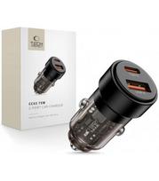 Juodas automobilinis (75W / PD75W) 1x-USB-A + 1x-USB-C pakrovėjas "Tech-Protect CC03 2-Port"