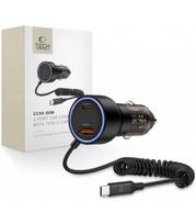 Juodas automobilinis (60W / PD60W) 1xUSB-A + 1xUSB-C + laidas pakrovėjas "Tech-Protect CC05 2-Port"