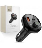 Juodas automobilinis (72W / PD72W) 2xUSB-A + 1xUSB-C + FM moduliatorius pakrovėjas "Tech-Protect CC06 3-Port"