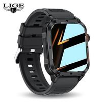 LIGE Men Smart Watch Bluetooth Call Smart Watch 2.01 Inch Heart Rate Monitor Sports Fitness Waterproof Smart Watch silicone strap juoda