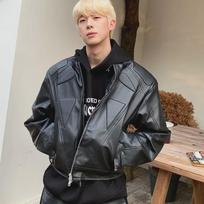 2024 Retro balta odinė motociklininko striukė su petukais - Unisex gatvės stilius M juoda