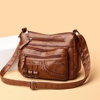 2025 Trendy Women's High-End Shoulder Messenger Bag 25*9*18 cm vyno raudonos spalvos