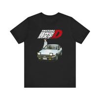 230 g/m² 100% medvilnės Initial D Ae86 Treuno Takumi Japonų Anime Unisex Džersio Trumpomis Rankovėmis T-shirt XXS juoda