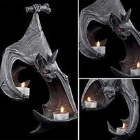 Bat Wall Tealight Holder Halloween Candlestick Bat Statue Garden Hanging Candlestick Light Garden Home Halloween Decoration juoda