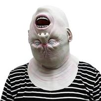 Siaubinga Helovino aukštyn kojomis apversta vaiduoklio kaukė Creepy Grimace Latekso kaukė Realistiška visa galva maskaradinė vakarėlio kaukė Cosplay kostiumas balta