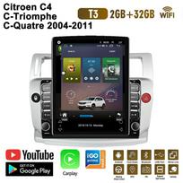 9,7 colio automobilio radijas Citroen C4 C-Triomphe C-Quatre 2004-2011 m. Android 2 DIN Tesla vertikalus ekranas Carplay Automobilio radijas Multimedia grotuvas 2+32GB
