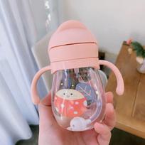 250 ml Baby Sippy vandens puodelis Vaiko rankenėlė Išmokite maitinti Geriamasis butelis nuo užspringimo rožinė