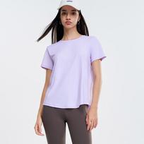 Women's Fitness Clothing: Sun-Protective Yoga and Pilates Tops, Loose Fit, Short-Sleeve T-Shirts. gryna balta spalva