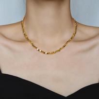 High-Grade Silver Necklace: Women's Luxury Square Clavicle Chain in Cold Style Titanium Steel, Non-Fading Trend Silver Necklace beige