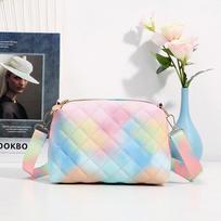 2023 Trendy Rainbow One-Shoulder Messenger Bag - Versatile Fashion Accessory for Women rožinė mėlyna spalva